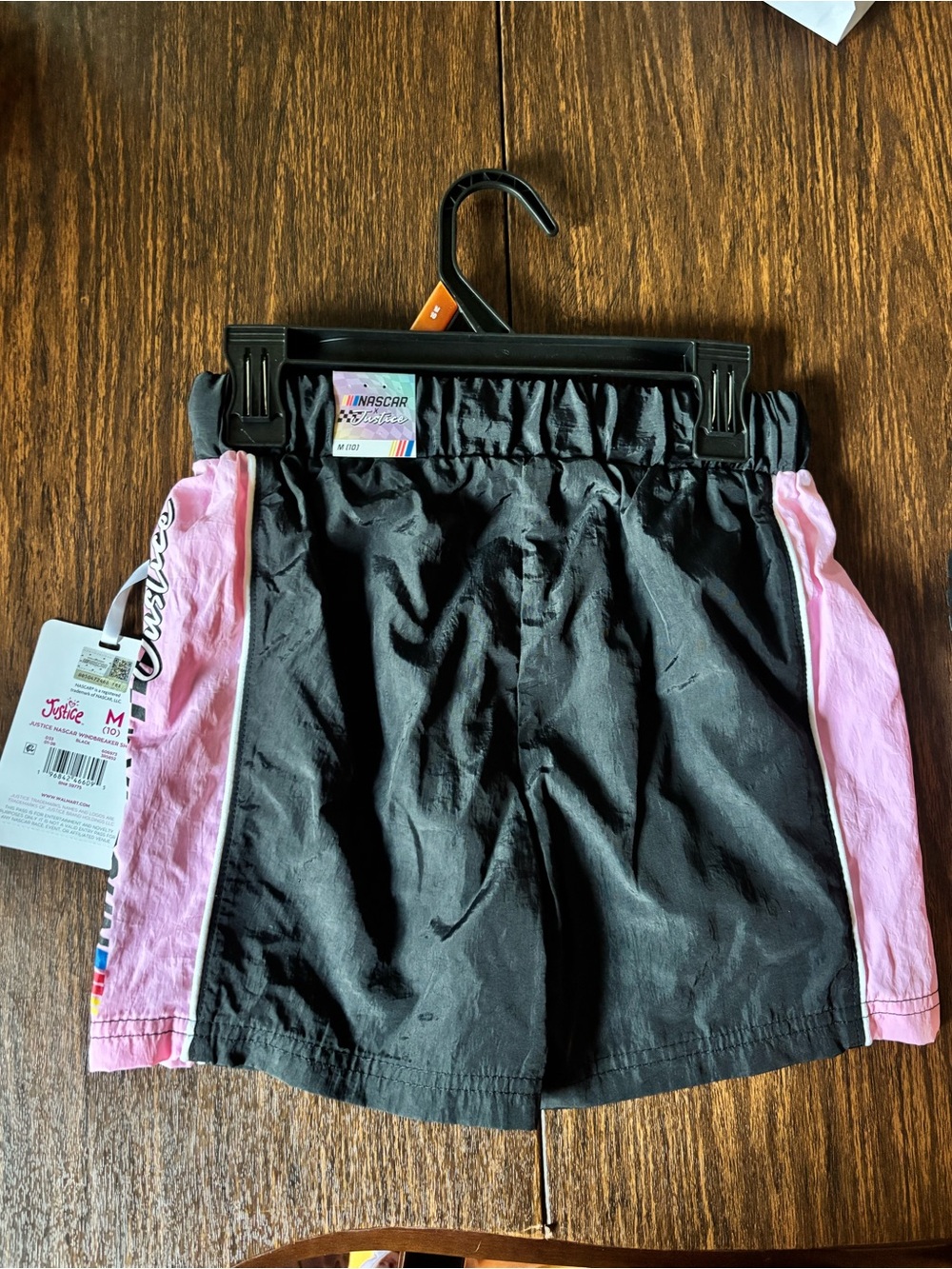 Justice NASCAR Black Shorts with Pink Side Panels